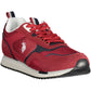 Chic Red Lace-Up Sneakers with Bold Logo Detail