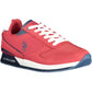 Red Polyester Sports Sneakers with Logo Detail