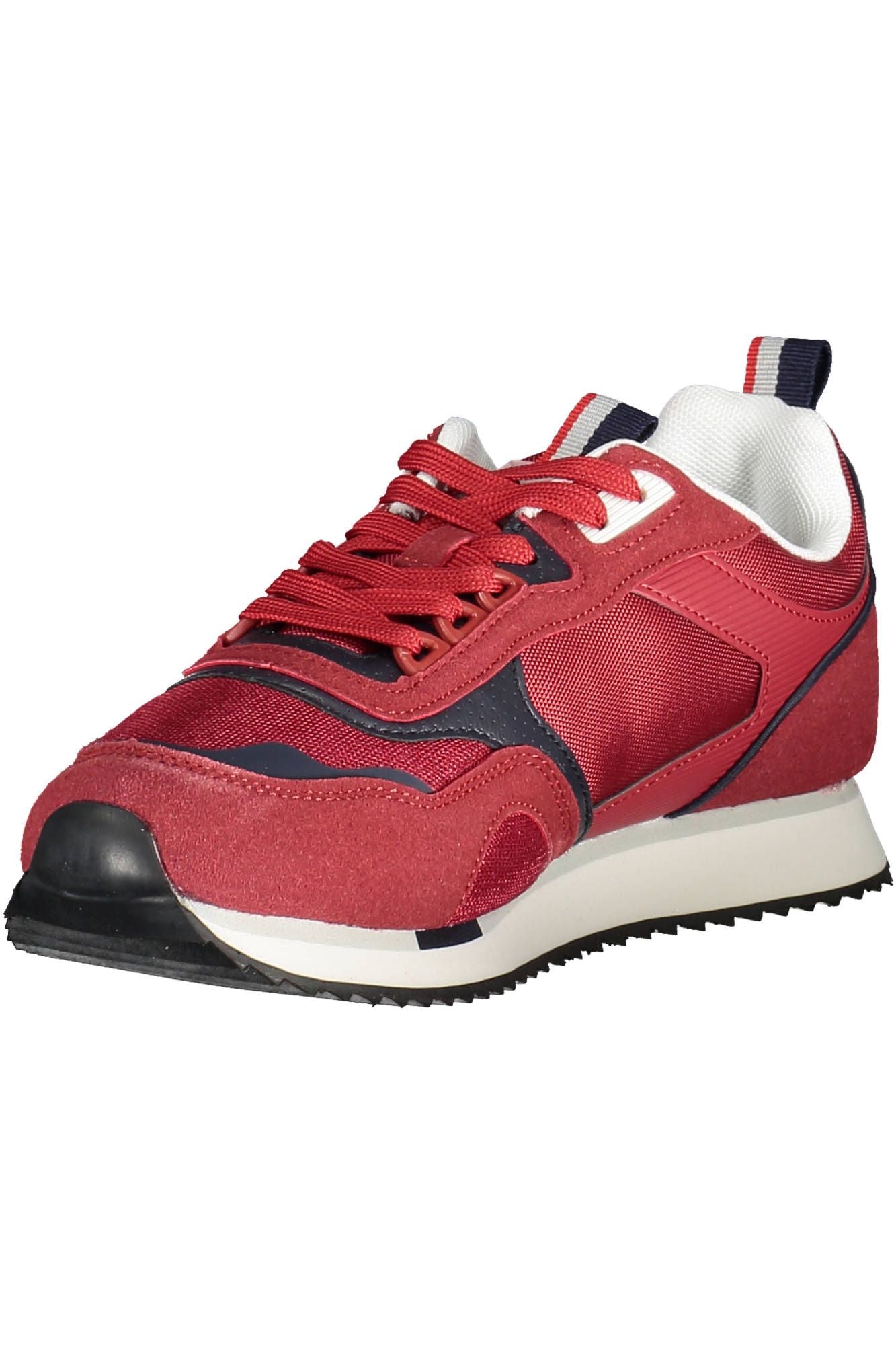 Chic Red Lace-Up Sneakers with Bold Logo Detail