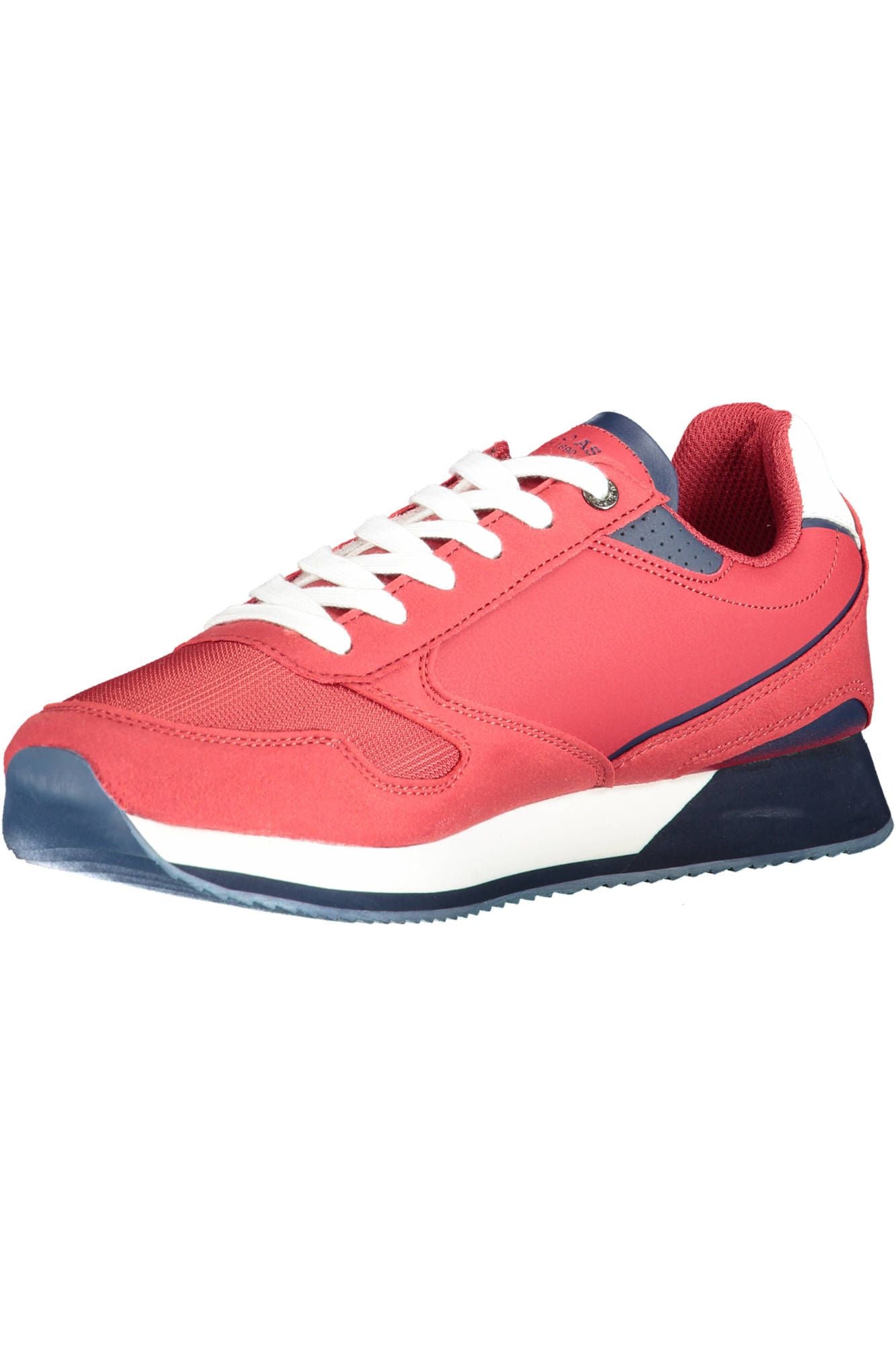 Red Polyester Sports Sneakers with Logo Detail