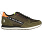 Green Contrast Lace-Up Sports Sneakers