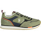 Green Lace-Up Sporty Sneakers with Logo Print