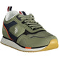 Green Lace-Up Sporty Sneakers with Logo Print