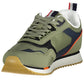 Green Lace-Up Sporty Sneakers with Logo Print