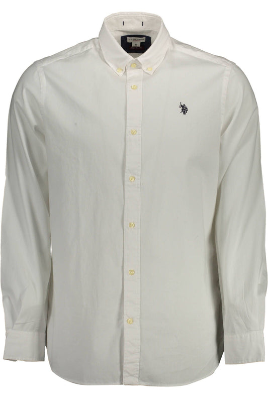 Elegant White Cotton Button-Down Shirt