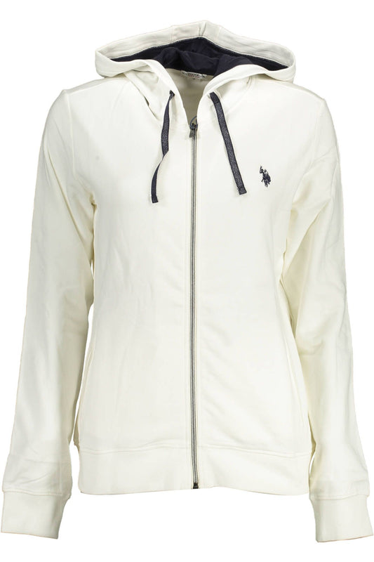 Chic White Hooded Zip Sweatshirt with Logo Detail