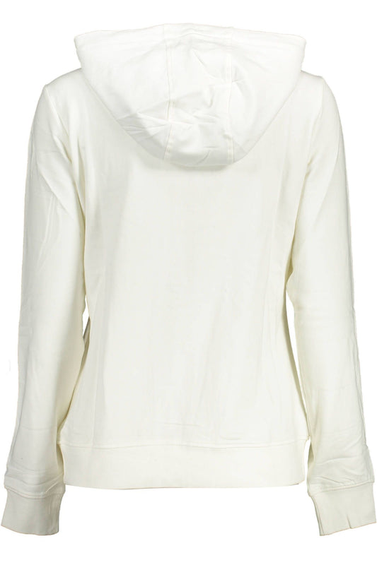 Chic White Hooded Zip Sweatshirt with Logo Detail