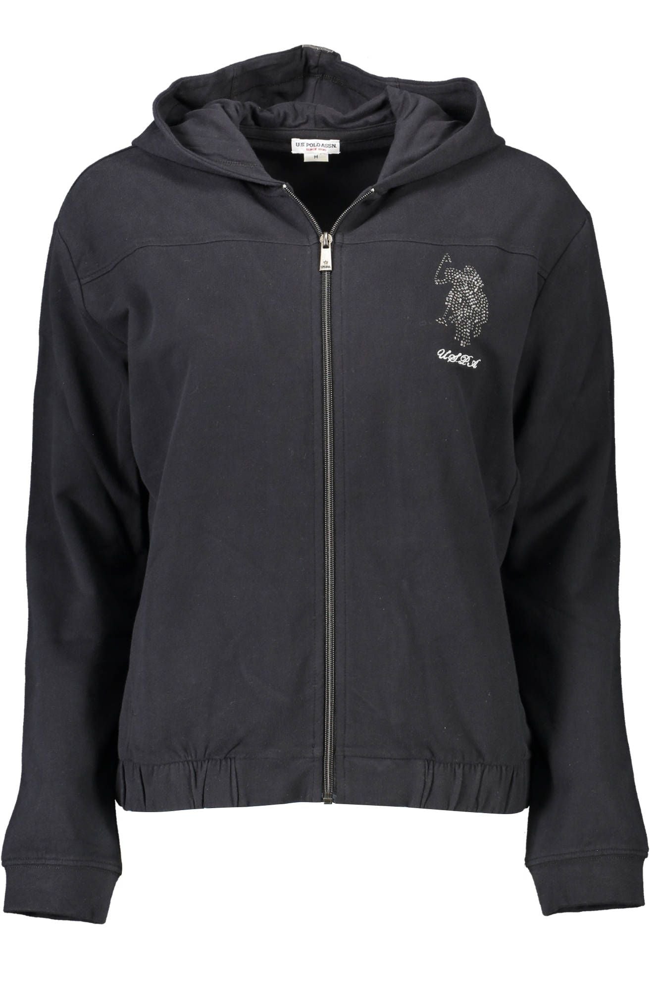 Elegant Black Zip Hoodie with Embroidered Logo