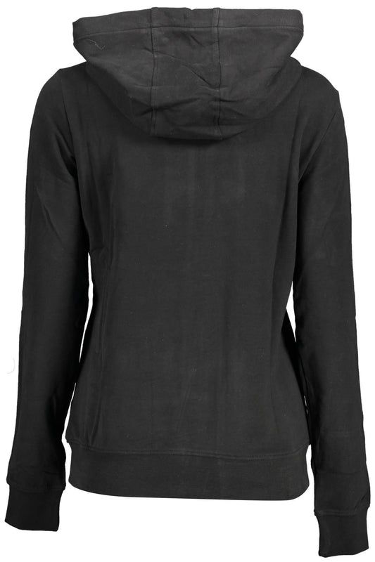 Chic Black Hooded Zip-Up Sweatshirt with Logo