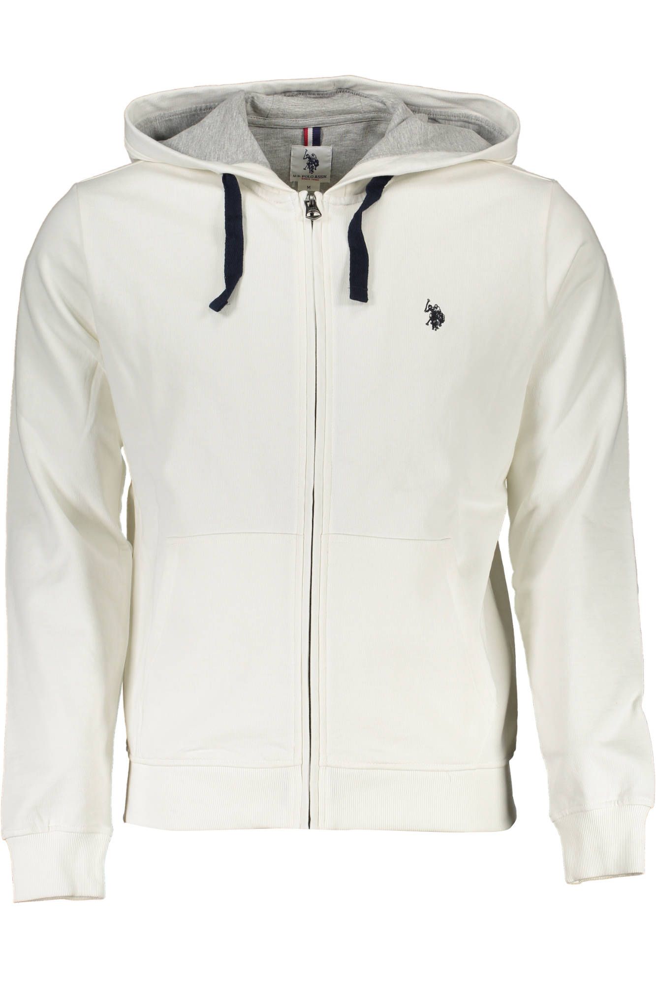 Elegant White Hooded Zip Sweatshirt with Embroidery