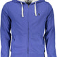Elegant Blue Hooded Zip-Up Cotton Sweatshirt