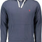 Chic Hooded Blue Sweater with Central Pocket