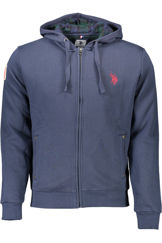 Elegant Blue Cotton Hooded Sweatshirt