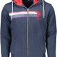 Classic Blue Hooded Sweater with Contrasting Details
