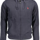 Elegant Blue Hooded Zip Sweatshirt