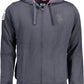 Chic Blue Cotton Zip Sweatshirt with Embroidery