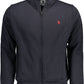 Chic Blue Cotton Zip Sweatshirt with Embroidery