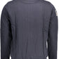 Chic Blue Embroidered Zip Sweatshirt