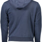 Classic Blue Hooded Sweater with Contrasting Details