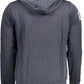 Chic Blue Cotton Zip Sweatshirt with Embroidery