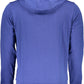 Elegant Blue Hooded Zip-Up Cotton Sweatshirt