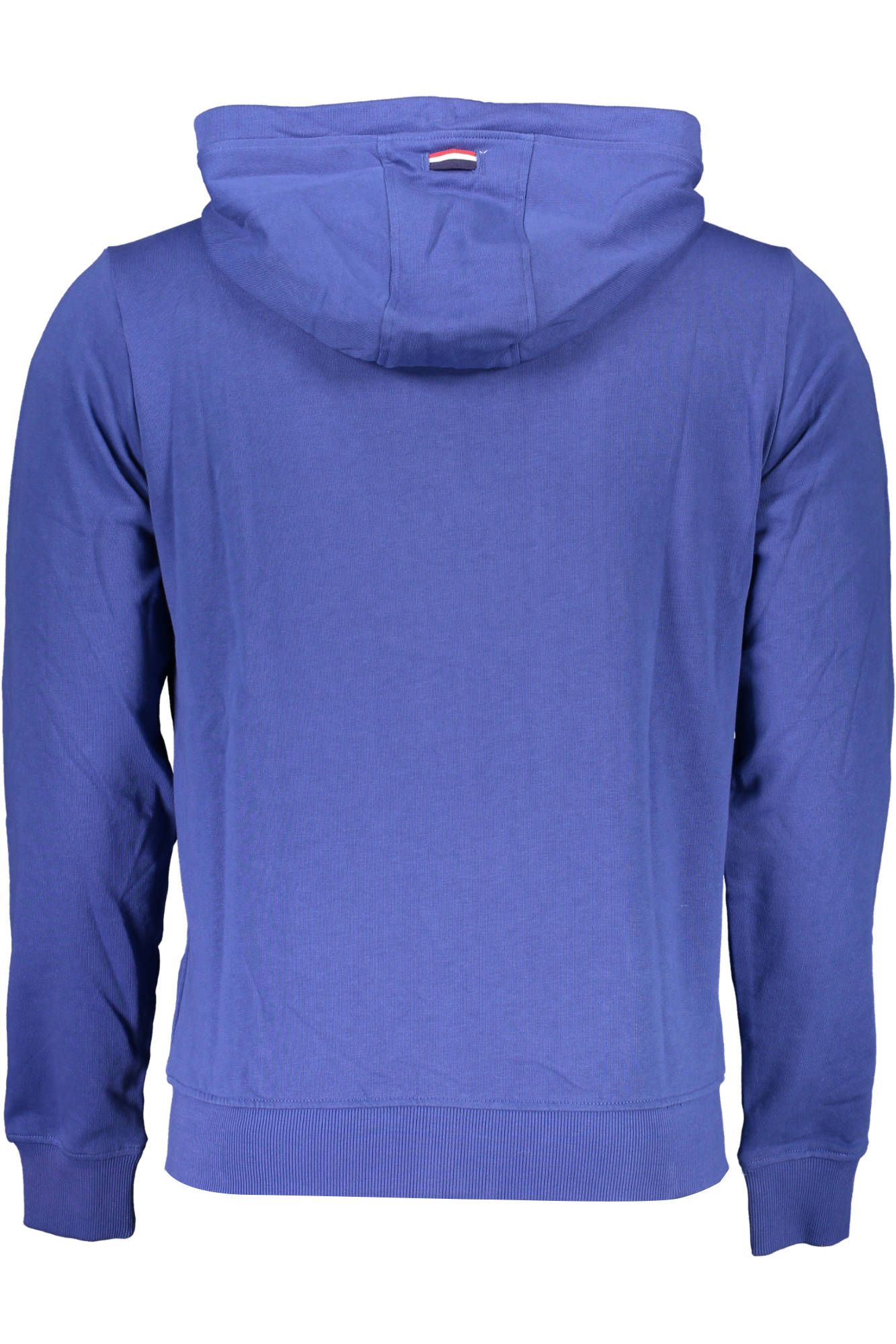 Elegant Blue Hooded Zip-Up Cotton Sweatshirt