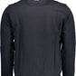Chic Blue Cotton Zip Sweatshirt with Embroidery