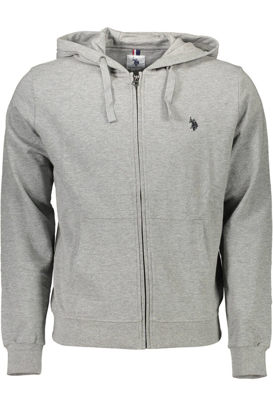 Classic Gray Hooded Sweatshirt with Logo Embroidery