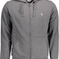 Chic Gray Hooded Sweatshirt with Embroidered Logo