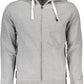 Chic Gray Zip Hoodie with Embroidered Logo