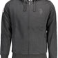 Chic Black Cotton Zippered Sweatshirt with Logo