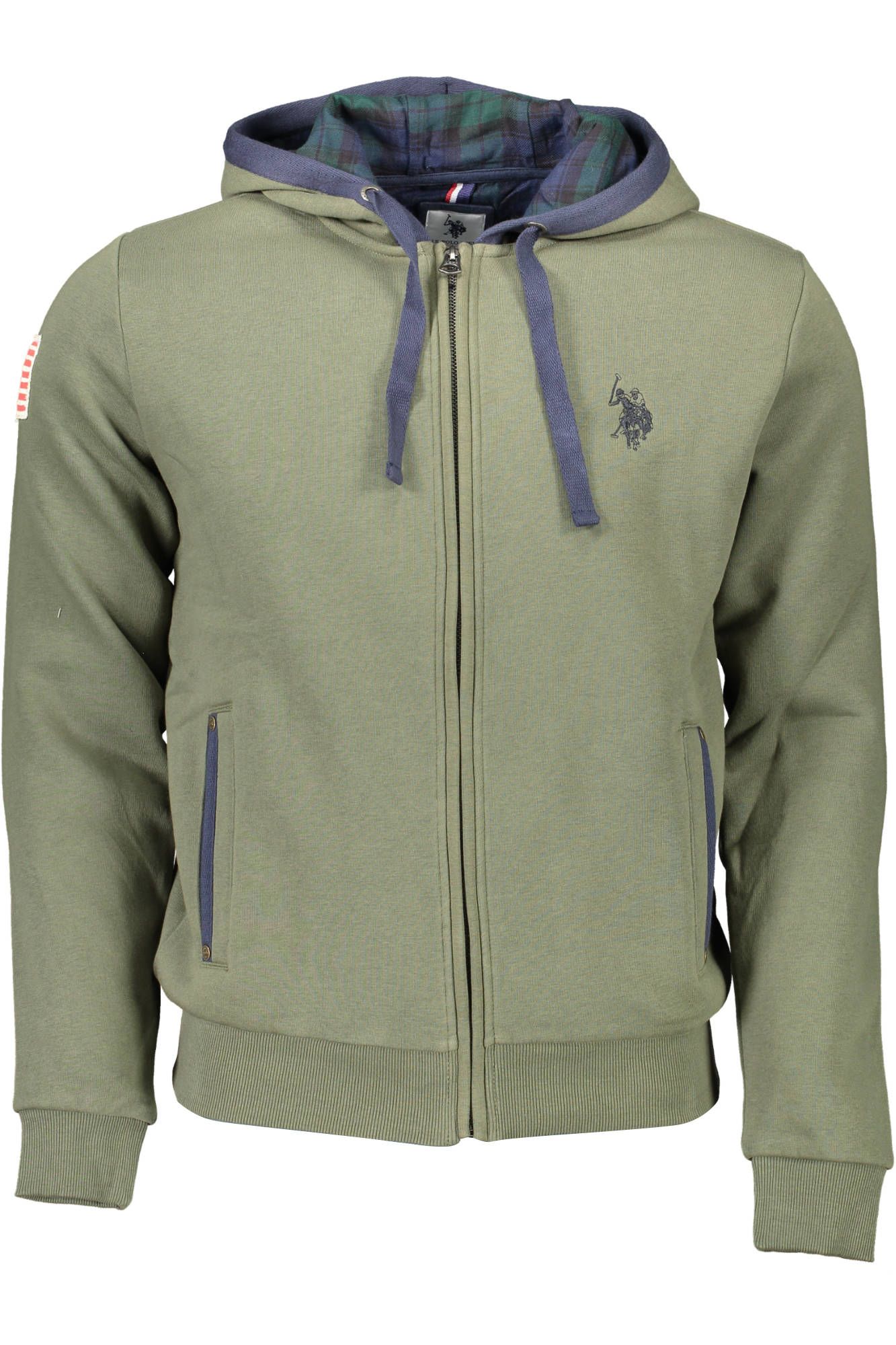 Elegant Green Cotton Hooded Sweatshirt