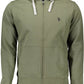 Chic Green Hooded Zip-Up Cotton Sweatshirt