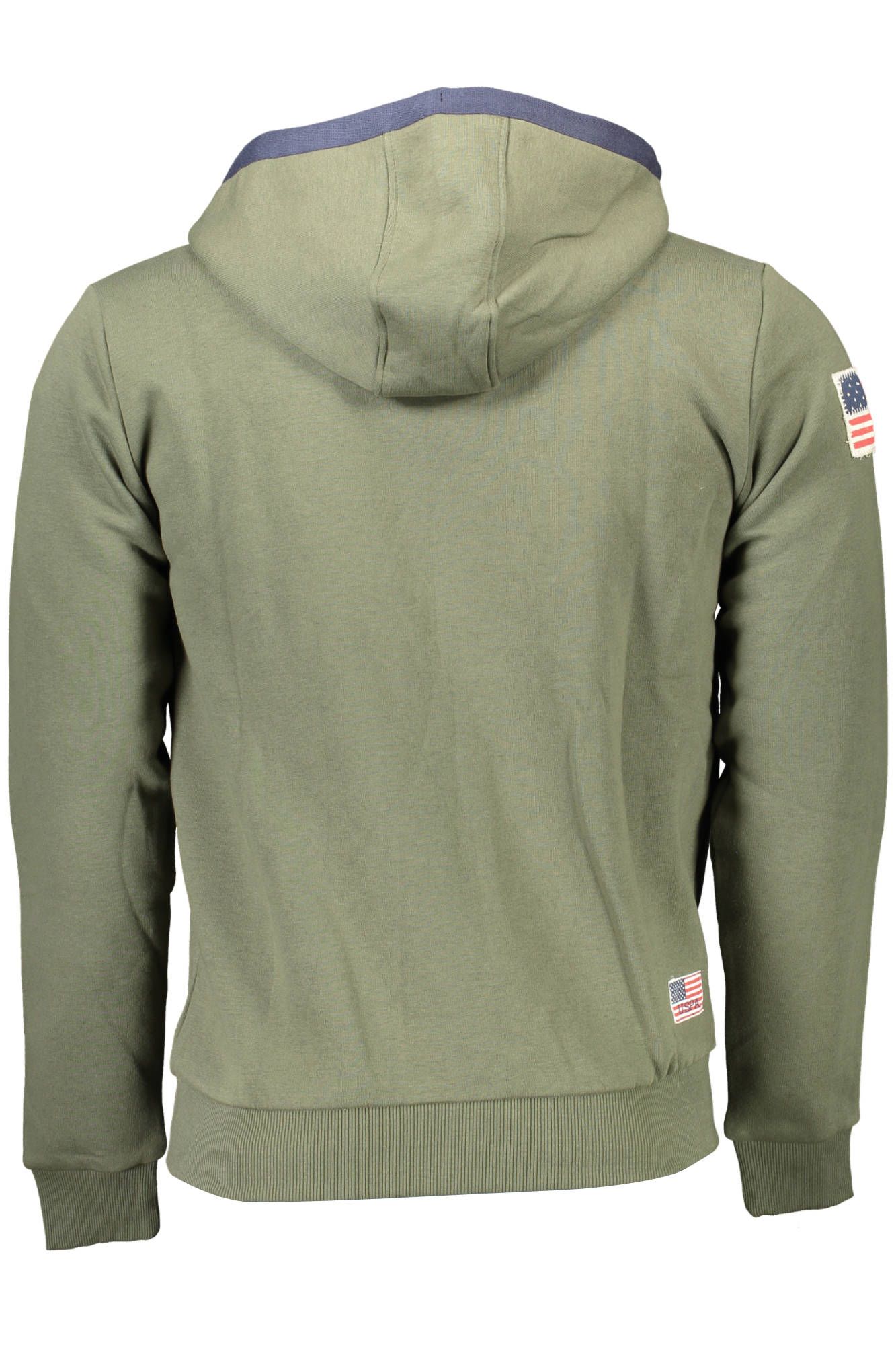 Elegant Green Cotton Hooded Sweatshirt