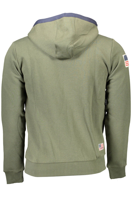 Elegant Green Cotton Hooded Sweatshirt