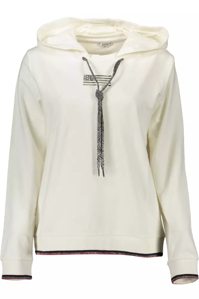 Chic White Hooded Sweatshirt with Contrast Details