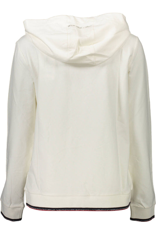 Elegant White Hooded Sweatshirt with Print Details