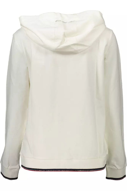 Chic White Hooded Sweatshirt with Contrast Details