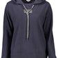 Chic Blue Hooded Sweatshirt with Contrasting Details