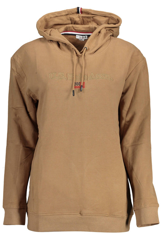 Chic Brown Embroidered Hoodie with Pockets