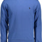 Contrast Detail Embroidered Blue Sweater