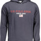 Contrast Detail Blue Cotton Hoodie