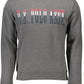 Chic Gray Round Neck Cotton Sweatshirt