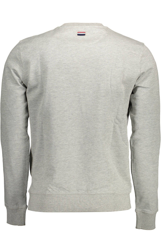 Sleek Gray Cotton Sweatshirt with Embroidery