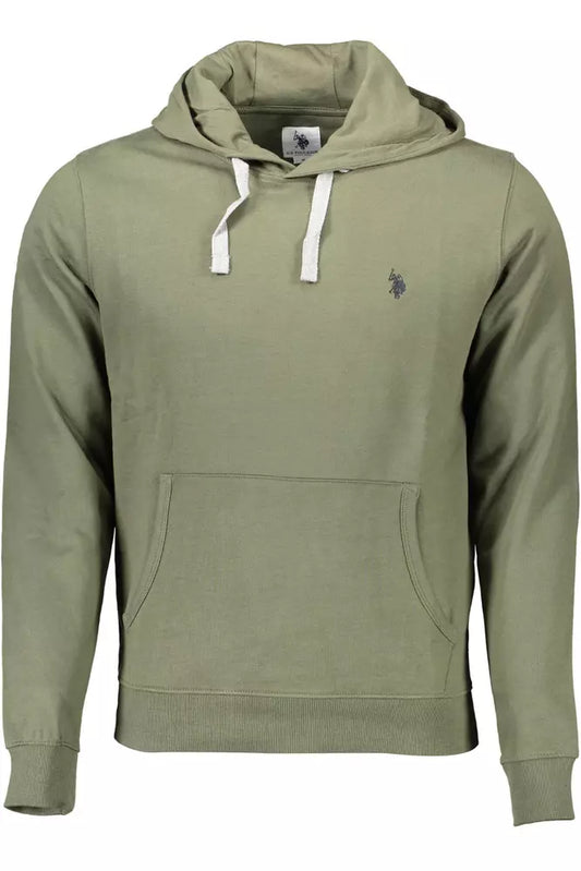 Elegant Green Hooded Sweatshirt With Logo