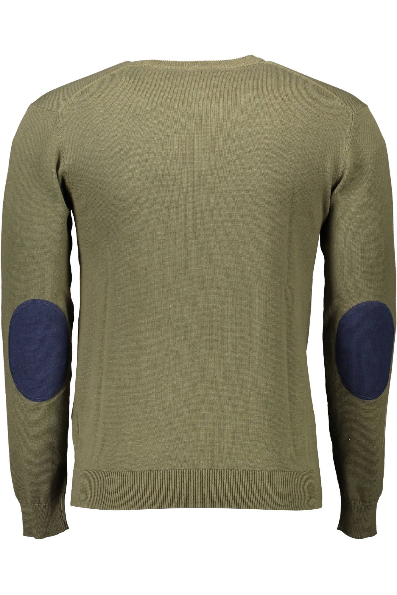 Classic Green Cotton Sweater with Elbow Patches