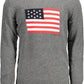 Elegant Gray Wool Blend Sweater with Logo Embroidery