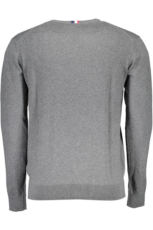 Timeless Gray Cotton Sweater with Classic Logo