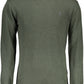 Green Wool Slim Sweater with Contrasting Details