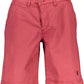 Red Cotton Bermuda Shorts with Logo Embroidery